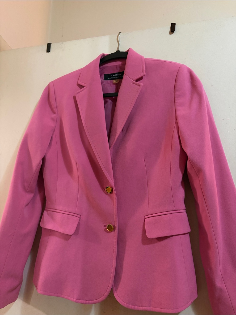 Tahari Hot Pink Blazer with Gold Buttons